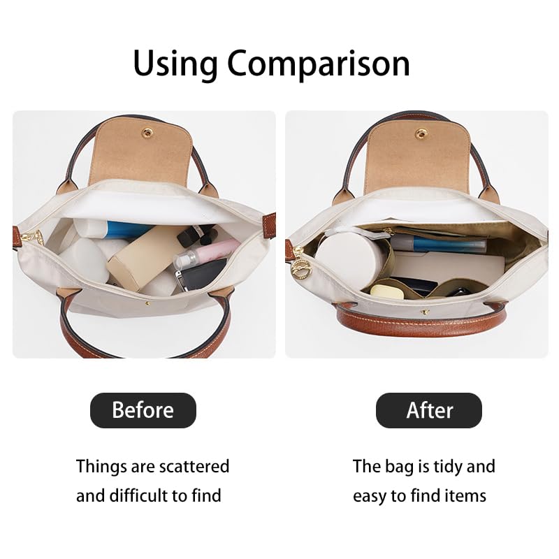D.DUO Organizador para Longchamp, organizador de inserción de bolso, organizador de inserción de bolsa de papel impermeable para bolsa de mano (Negro, Grande)