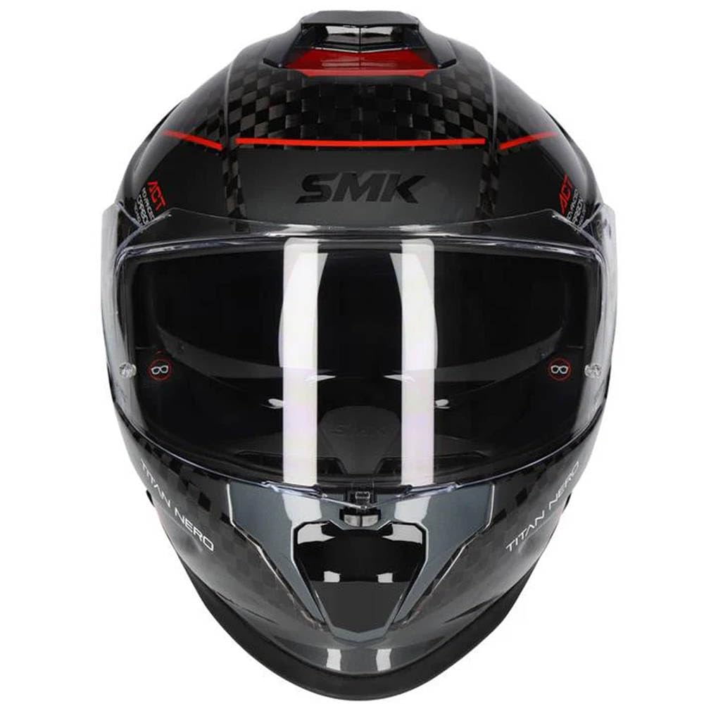 Casco de Moto Integral SMK Titan Carbono Nero Rojo con Visor Solar - Homologado ECE 22.06 - Designed