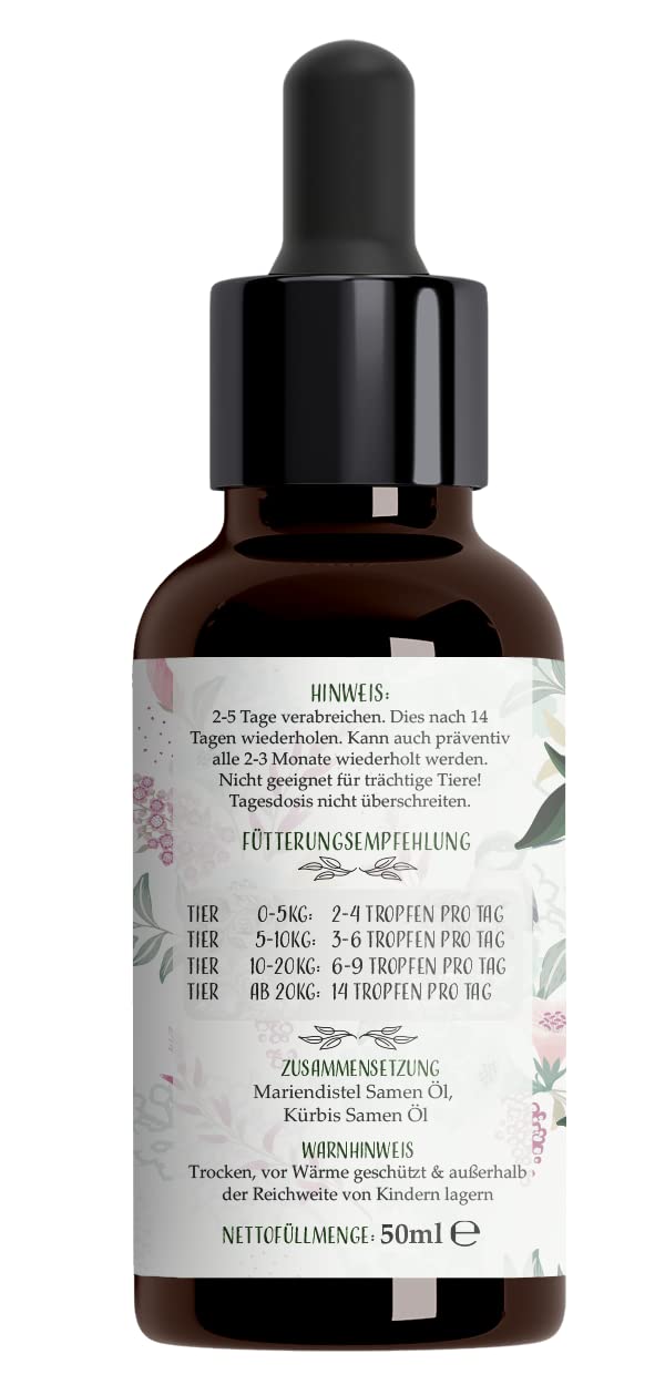 Nature Animal® Vermifuge liquide pour chien et chat – La façon naturelle de déparasiter – Traitement liquide hautement dosé, huile végétalienne de haute qualité – Pour l'amour de votre ami à quatre