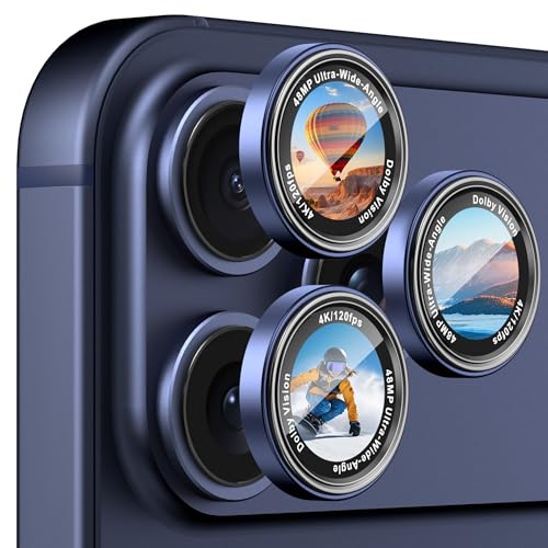 Image of CACOE Camera Protective Case for iPhone 17 Pro Max /17 Pro /16 Pro Max /16 Pro /15 Pro Max /15 Pro /14 Pro Max /14 Pro, [Scratch-Resistant] [Drop-Proof] [Strong Adhesive] (Blue)