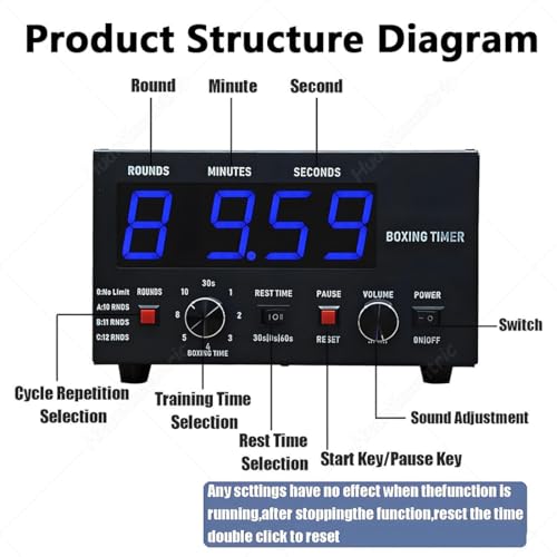 Minuteur d'intervalle portable LED avec son réglable et chronomètre - 7