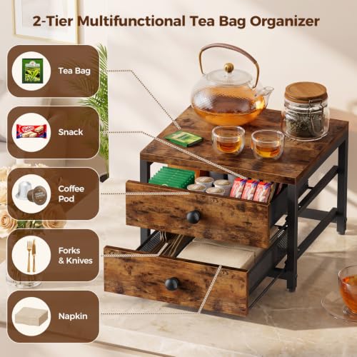 Plaviya Tea Bag Organizer and Storage with 2 Drawers for Countertop - image 4