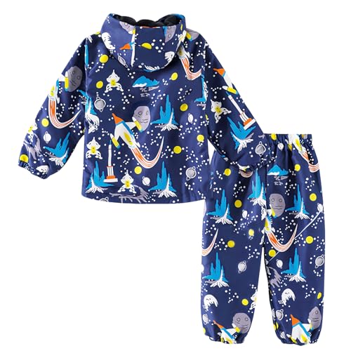 Image of LZH Toddler Boys Girls Raincoat Waterproof Hooded Rain Jacket Pants Suit