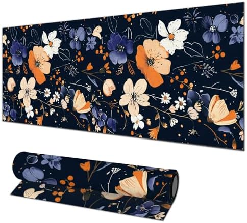 Large Mouse Pad 31.5 x 11.8 Inch Dark Floral Desk Mat Extended Keyboard Mousepad Non Slip Waterproof Desk Pad with Orange White Purple Flowers for Home Office Gaming Large Mouse Pad 31.5 x 11.8 Inch Dark Floral Desk Mat Extended Keyboard Mousepad Non Slip Waterproof Desk Pad with Orange White Purple Flowers for Home Office Gaming