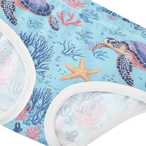 ZZKKO Sea Turtle Coral Starfish Girls Underwear Toddler Panties for Girls Comfort Brief Size 2-8T3