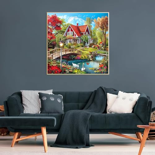 Image of ARPADAMO Diamond Art Kits for Adults,5D countryside Diamond Painting DIY landscape Diamond Art Diamond Painting Kit for Adult,Round Full Drill Diamonds, Diamond Art Kits for Home Decor-13.78x13.78inch