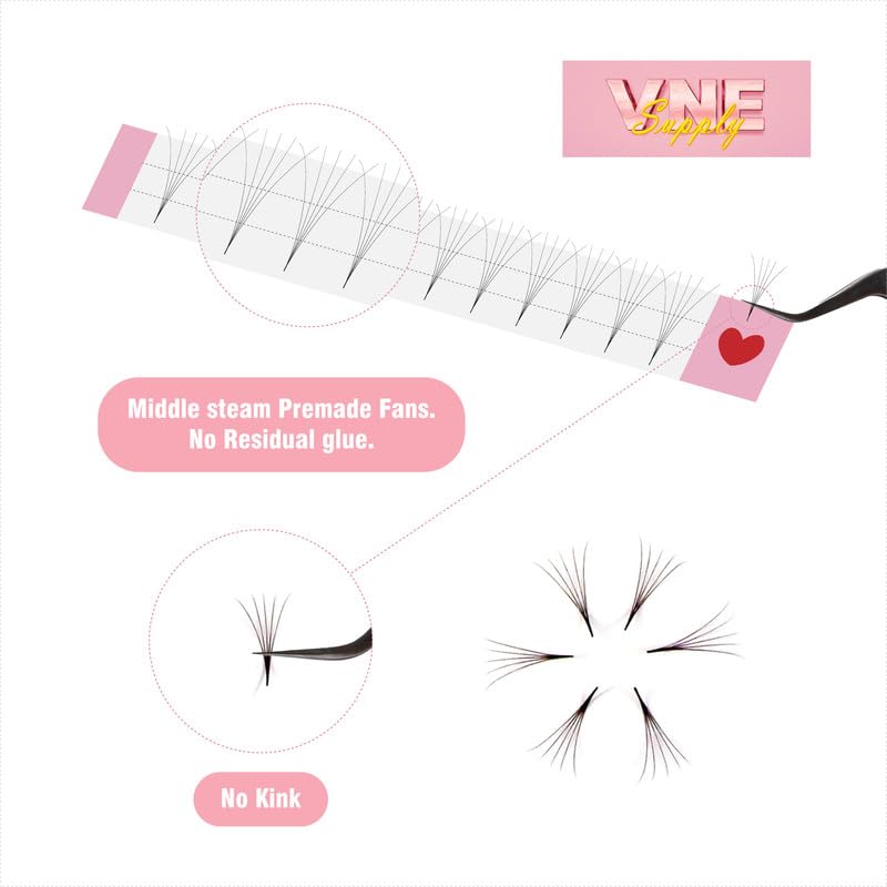 Miniatura 3 de VNE Supply - Extensiones de pestañas de volumen  pestañas de volumen ruso  extensiones de pestañas postizas premium  abanicos de megavolumen promade