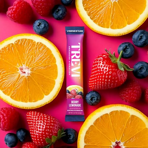 Image of TREVI Electrolytes Powder Packets, Sugar Free Hydration, Berry Lemonade | 28 Count Essential Daily Drink Mix, 0 Sugar, Magnesium, Potassium, Vitamin C, Calcium, B6 & B12 Vitamins