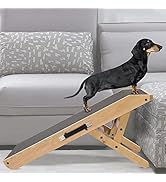Dog ramp for Couch PRIORPET - Birchwood Foldable Dog ramp - Adjustable 7"" to 20"" - Landing Plat...