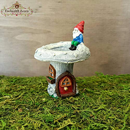 Gnome Fairy Garden Birdbath Mini Garden Gnome Bird Bath