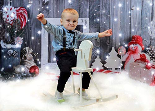 MEHOFOTO Décoration de studio photo de Noël, fond imitation bois avec flocon de neige et cloches de Noël – Image 5