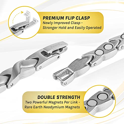 Image of MagnetRX Womens Magnetic Ankle Bracelet - Ultra Strength Magnetic Anklets with 34 Magnets - Titanium Ankle Bracelets for Women (Silver)