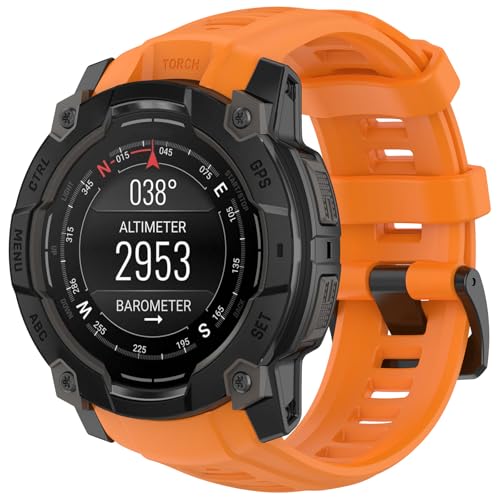 For Garmin Instinct3 AMOLED 50mm/Garmin Instinct3 SOLAR 50mm用バンド 26MM ベルト 替えバンド シリコン製 柔らかい 通気性 耐久性 スポーツバンド アクセサリー(オレンジ)