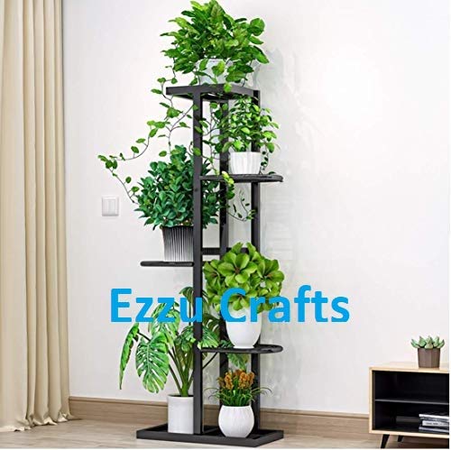 Ezzu Crafts 5 Tier Metal Plant Stand - Black -2
