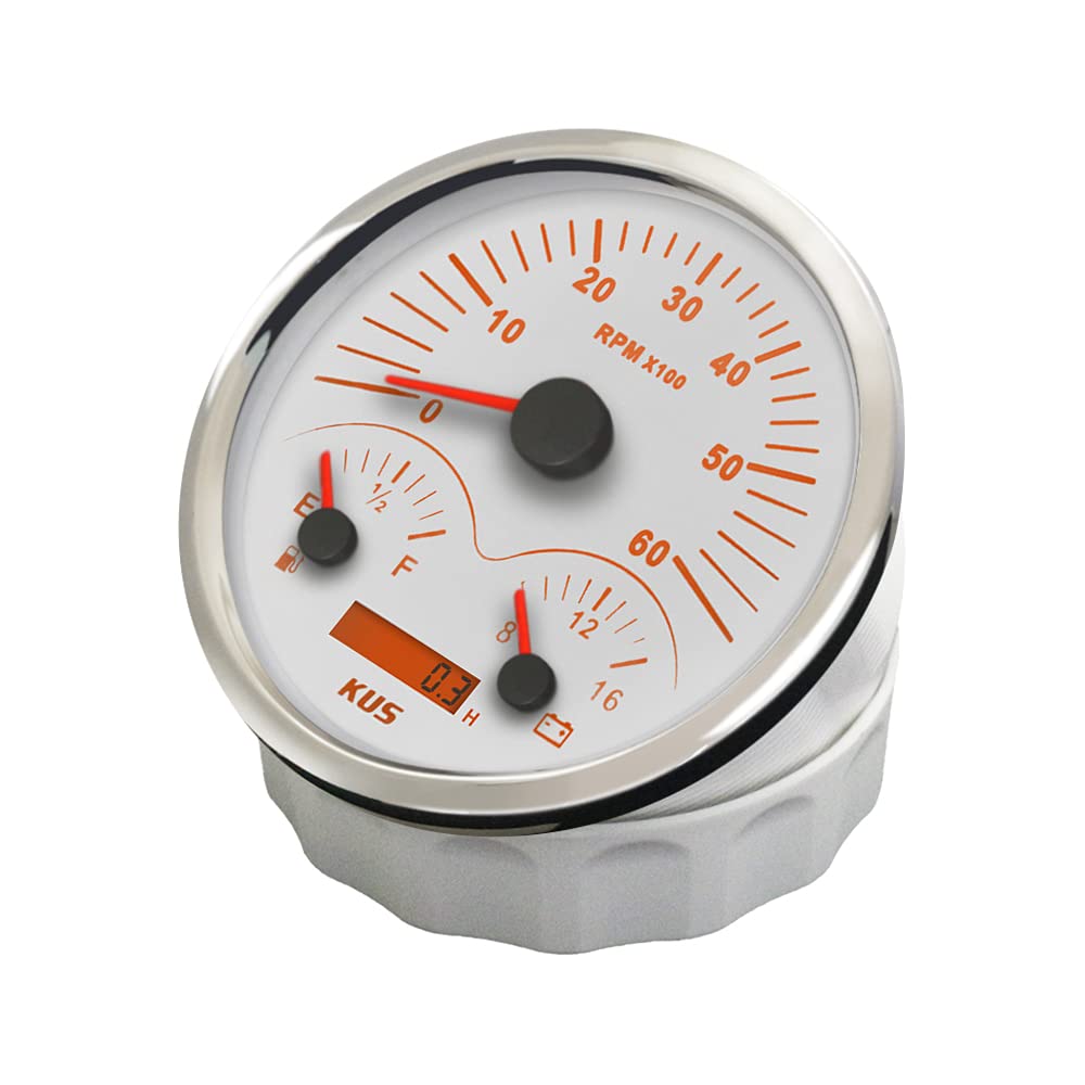 Contagiri 3 In 1 KUS 110mm - Con Indicatore Carburante E Voltmetro, Retroilluminato, 12V Per Trattori E Furgoni