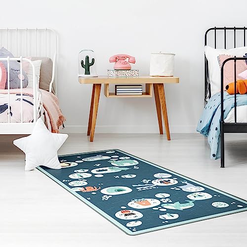 Bilderwelten Kinderteppich Antarktis - Eisbär Rudi möchte Fisch Rutschfester Spielteppich...