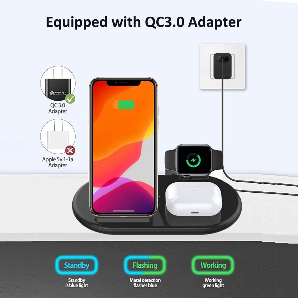 Flash Deals - 40% OFF leChivée Wireless Charger Station, 3 in 1 Charging Stand for Apple Devices, Fast Wireless Charging Dock for AirPods Pro 2, iPhone 13 Pro Max Mini 11 SE, Watch Charging Stand for iWatch 6 5 4 3 2 SE Flash Deals - 40% OFF leChivée Wireless Charger Station, 3 in 1 Charging Stand for Apple Devices, Fast Wireless Charging Dock for AirPods Pro 2, iPhone 13 Pro Max Mini 11 SE, Watch Charging Stand for iWatch 6 5 4 3 2 SE