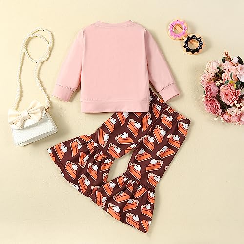 FIOMVA Toddler Baby Girl Halloween Outfits Pumpkin Sweatshirt Top+Flare Bell Bottom Pants Set Fall Winter Clothes2