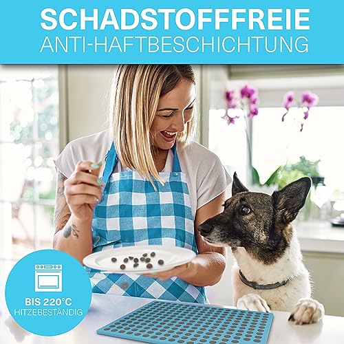 YAVA® medium Halbkugel (1,5cm) Backmatte Hundekekse, Premium Silikon Backmatte für Hundeleckerli, Hundekekse Backform, Leckerli Backmatte für Hunde, Backmatten für Hundeleckerlies, BPA-frei (Türkis)