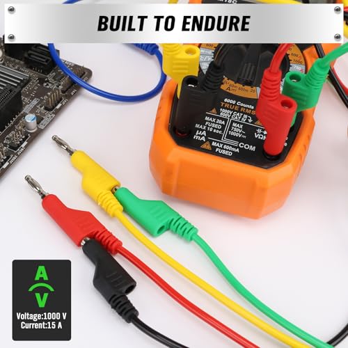 Image of SWANLAKE 5-Piece Dual-Ended Banana Plug Test Leads, 1000V 15A 3.5ft /1M Multimeter Electrical 4mm Banana-Plug, Flexible Copper Banana Cable, Electrical Test Wires