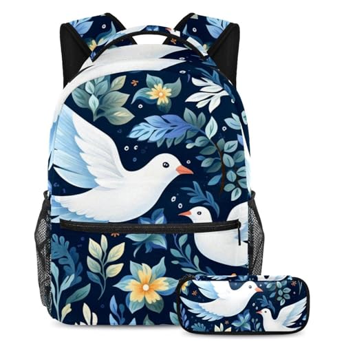 Cartables colombes et fleurs 61 Lot de 2 grands sacs scolaires