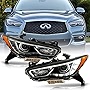ACANII - For [HID/Xenon w/o AFS Model] 2016-2018 Infiniti QX60 Factory LED DRL Projector Headlights Headlamps Left+Right