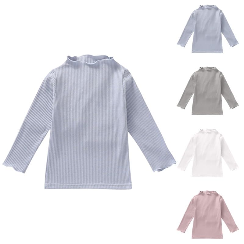 Toddler Girls Ruffled Long Sleeve Shirt Turtleneck Solid Fall Cute Soft Shirts Comfy Layering Kids Autumn Clothes2