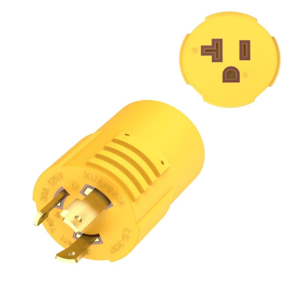 Shore-Power 30 Amp to 20 Amp RV Generator-Adapter Plug Marine-30Amp to 110 15 Amp Household Inlet,NEMA L5-30P to 5-15/20R,3-Prong Locking 125V 30A-Generator Male to 15A/ 20A-Female Boat Power Adapter