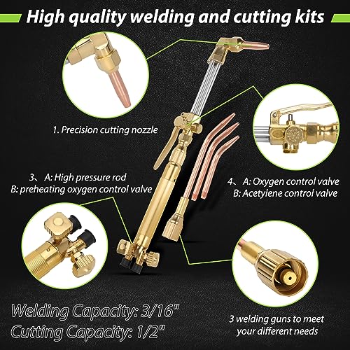Znnam Upgraded Oxygen And Acetylene Gas Torch And Welding Kit Portable Cutting Torch Kit 17-Piece Oxygen Acetylene Torch Kit With 3 Rods And 1 Cutting Nozzle Heavy Duty Oxygen And Acetylene Torch Kit thumb #3