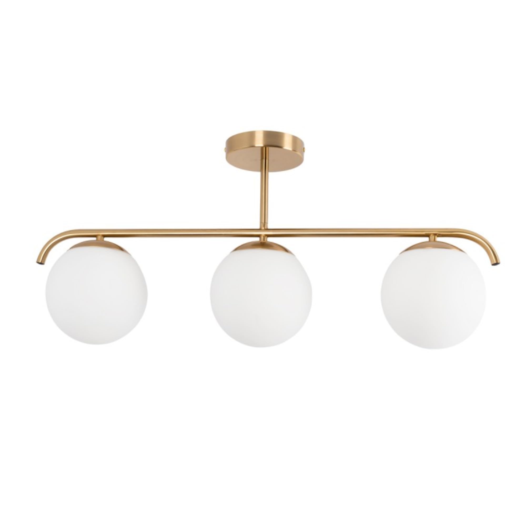 B·LED BARCELONA LED Lampada da Soffitto “Talí” con 3 Sfere in Vetro Opalino – Stile Nordico Minimal – 3xE27 – Struttura in Metallo oro – Illuminazione Diffusa per Soggiorno, Sala da Pranzo o Camera