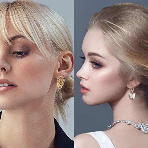 45 Pairs Gold Earrings Set for Women, Fashion Drop Dangle Earrings Statement Vintage Acrylic Hoop Pearl Studs Hypoallergenic Earrings Multipack for Valentine's Day Gifts4