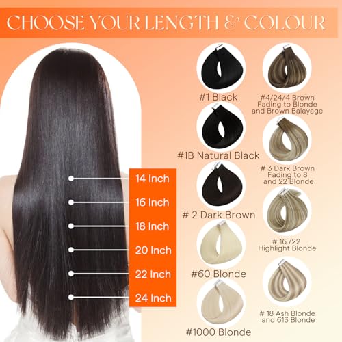 Image of Full Shine Invisible Tape in Hair Extensions, 18 /613 Ash Blonde, 18 Inch | Invisible Tape in Extensions, 20 Pcs 50G, Seamless Blend, Bridal Hair, Add Length, Wedding Guest Hair