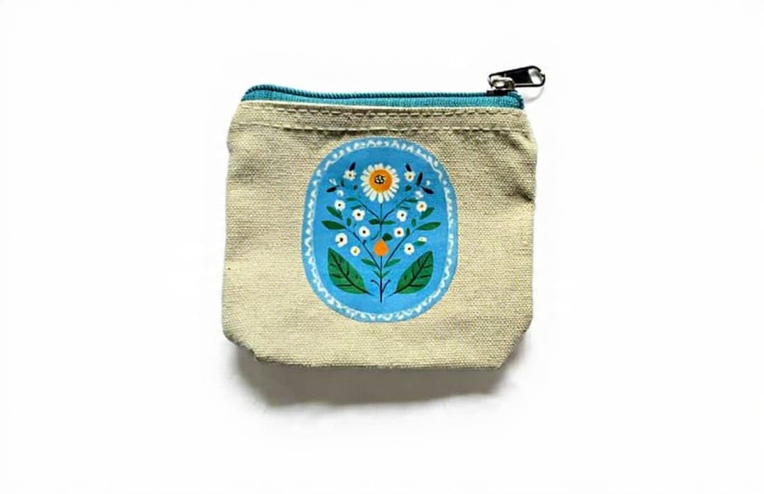 Cotton Tote Canvas Coin Pouches Set of 6 | Traditional Karnataka & Maharashtra Khan Fabric | Multipurpose Ladies Purse, Money & Card Organizer | Return Gift for Festivals-image-10