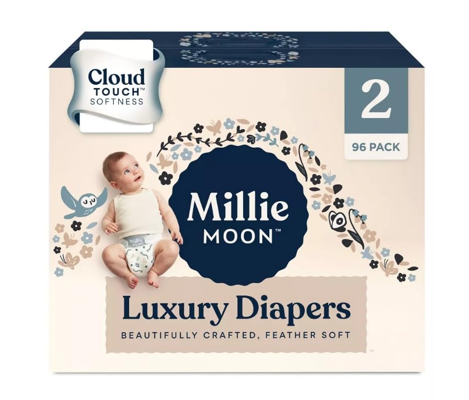 Image of Millie~Moon Luxury Diapers ~ (Size ~ 2 and Count ~ 96) ~ (9Lbs ~ 18Lbs)