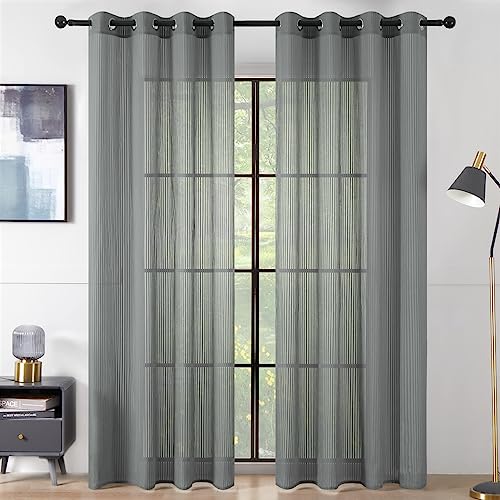 Topfinel Cortinas Verticales Salon Visillos Dormitorios Cortinas Translucidas Gris Oscurso 2 Piezas para La Habitacion de Matrimonios 140x225 Cortina y Visillo para La Ventanas de Juvenil y Comedor