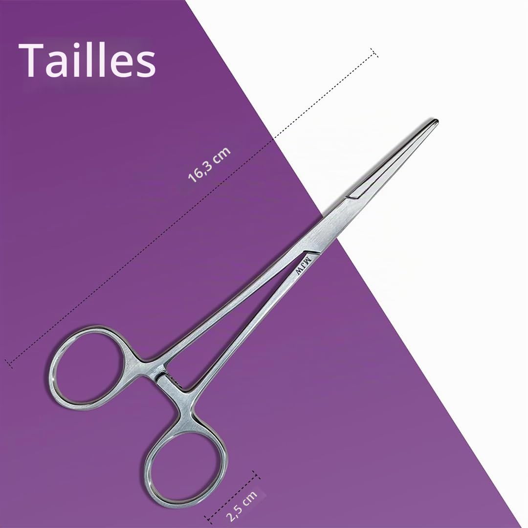 Pince hémostatique professionnelle MJW en acier inoxydable utilisée comme pince à bijoux, pince à pêche à la mouche et pince à décrochage de poisson – Pince à épiler pour poils d'oreilles d'animaux