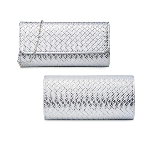 Image of Women's Woven Evening Bag Faux Leather Shoulder Handbag Fashion Crossbody Clutch Purse