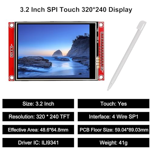 Image of 2pcs 3.2 inch SPI TFT LCD Display Touch Panel ILI9341 240x320 TFT LCD Touch Screen Shield 5V /3.3V STM32 Display Module SPI Serial with Touch Pen