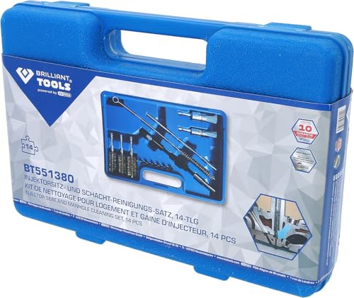 BRILLIANT TOOLS BT551380 Injektorsitz- und Schacht-Reinigungs-Satz, 14-tlg. [Powered by KS Tools]