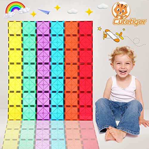 Cutetiger Mangetic Tiles, 100Pcs Magnet Building Toys, Magnetic Building Set For Kids, Stacking Blocks, Perfect Stem Toys Gift For Boys And Girls #TOP5