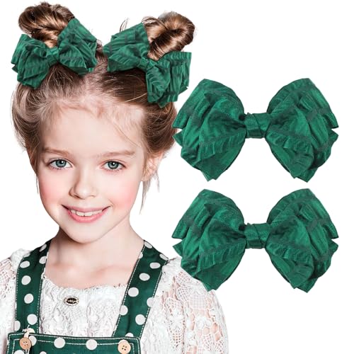 Christmas Hair Clips Girls Toddler Bows Baby Green Hair Bows for Girls Cute Hair Clips Pigtail Bows Alligator Clip in Bows Hair Accessories