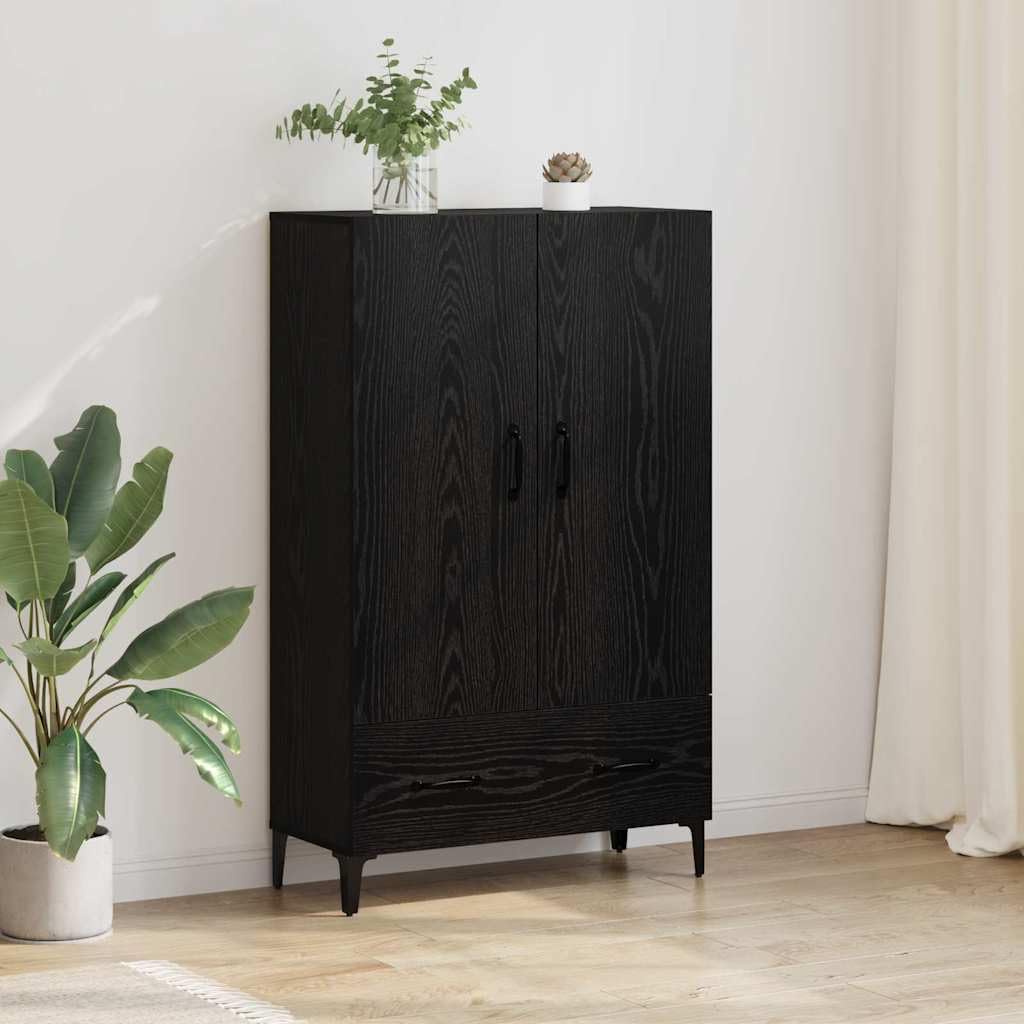 Wysoka szafka z szufladą Czarny Dąb 70 x 31 x 115 cm nowoczesna szafka do salonu z drewna inżynieryjnego pojemna komoda z szufladami do przechowywania