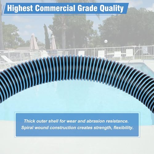 Image of FLANER 1-1 /2 inch x 15 METER Length Professional Heavy Duty Spiral Wound Swimming Pool Vacuum Hose with Kink-Free Swivel Cuff, Flexible - Connect to Vacuum Heads, Skimmer, Filter Pump Inlet, Accessories