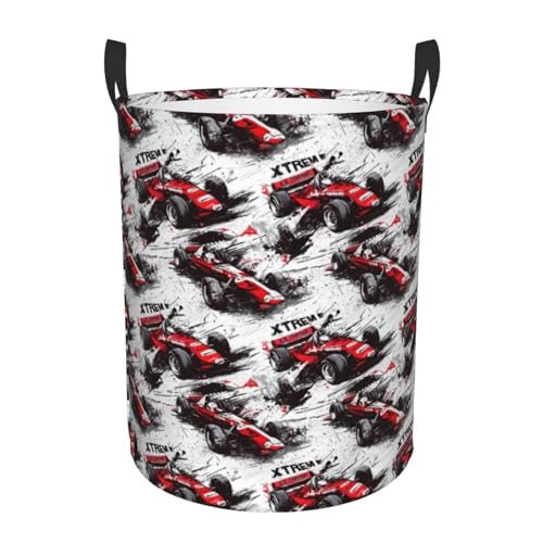 Panier à linge imprimé voiture de course rouge, panier à linge sale pour décoration de chambre à coucher, appartement, dortoir, chambre à coucher, appartement,...