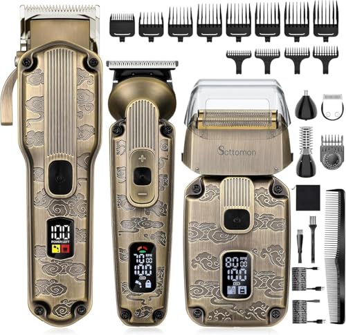 Scttomon Haarschneidemaschine Set Bart und Haarschneider Herren Elektrorasierer Barber Folienrasierer Männer Bartschneider Rasierapparat Bart Trimmer Grooming Kit Nase Körper Trimmer