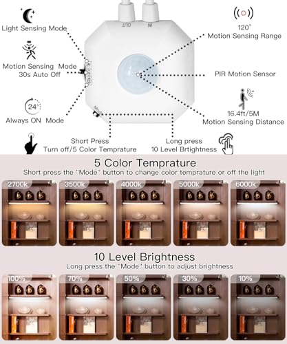 Image of Motion Sensor Light Indoor,12 Inch Ultra Thin Under Cabinet Lights,Dimmable 2700-6000K Closet Lights Under Cabinet Lighting 3 PCS