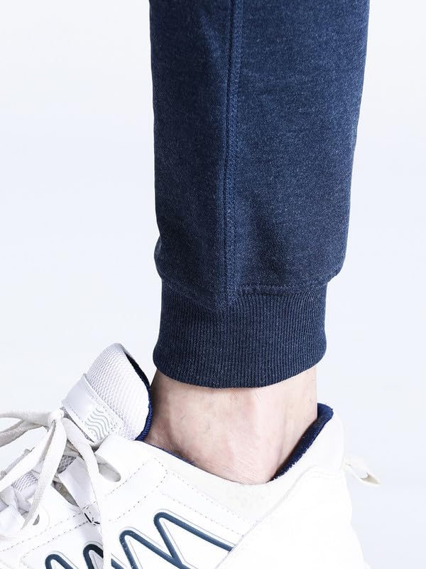 Image of CROCODILE Men Solid Ankle Length Joggers | French Terry Cotton | Drawstring Waist | 3 Pockets