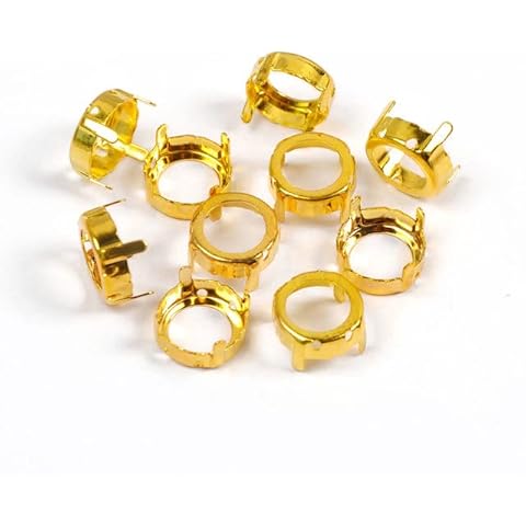 Round Rhinestones Claw Settings Silver Plating Aluminum Sewing Crystal Beads Base Pedestal Frame-Golden,27mm 10Pcs Cover
