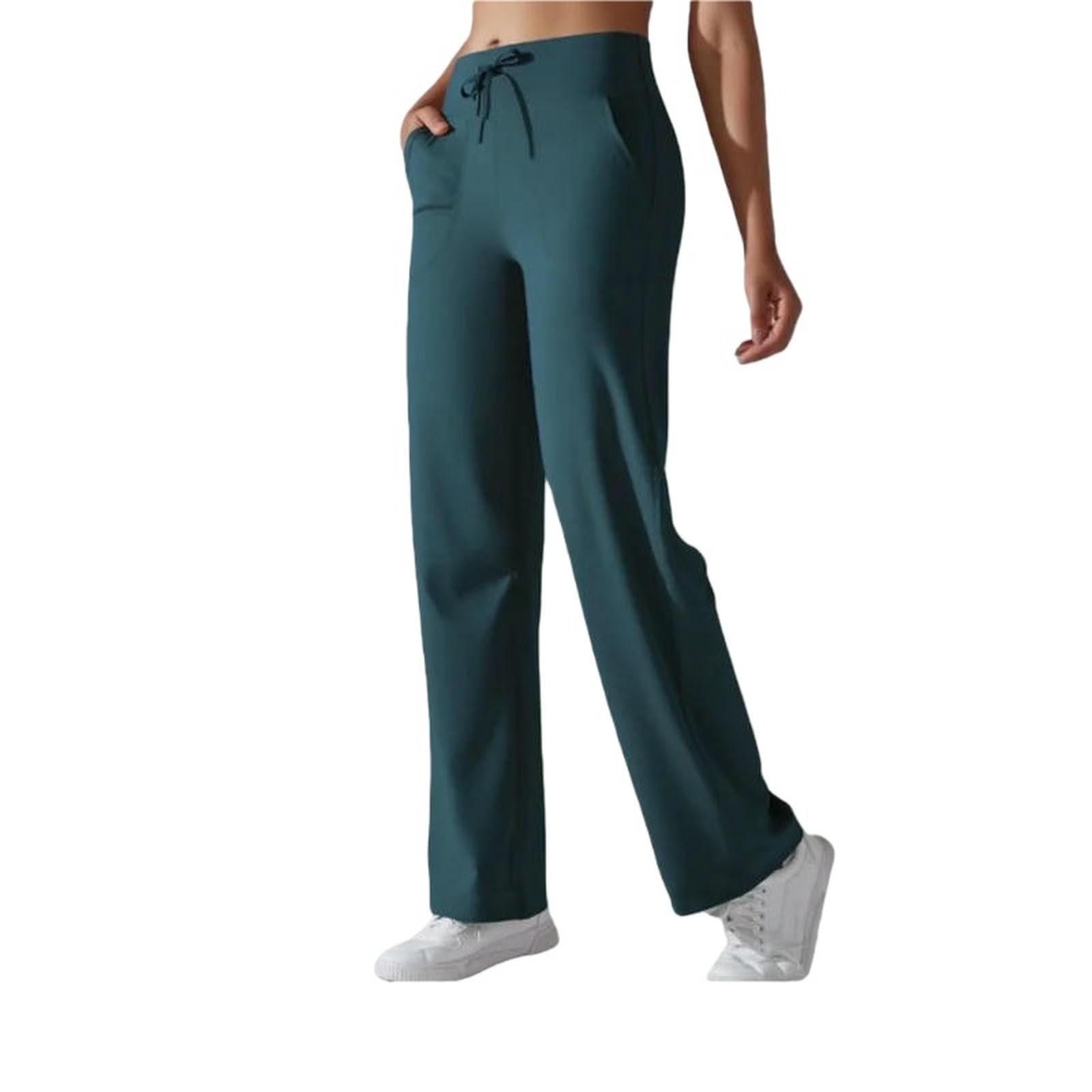 Pantalones de Yoga para Mujer de Talle Alto con Bolsillos, Pierna Ancha y Holgada, Estilo Mallas de Gimnasio.
