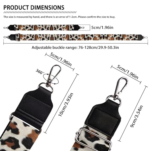 Image of Adjustable Purse Strap for Women, Crossbody Wide Handbag Strap Replacement, Sturdy Bag Strap with Silver Hardware